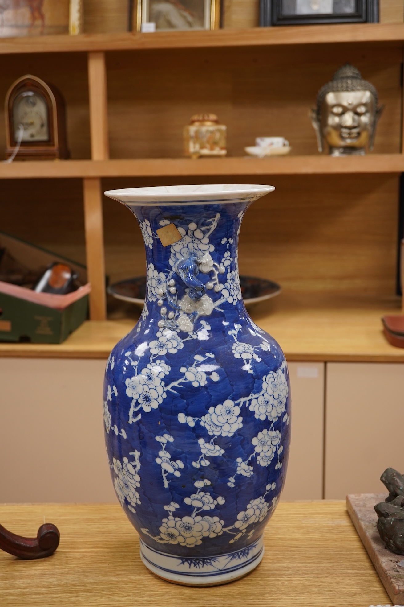 A large Chinese blue and white prunus vase, 19th century, 43cm